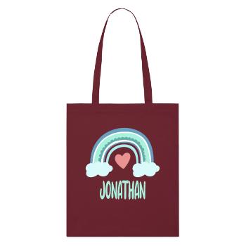 Jonathan Name Regenbogen Baby - Stanley/Stella Bio-Stoffbeutel - Burgunderrot - Vorne
