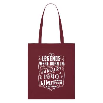 Birthday January 1940 Year Limited Edition - Stanley/Stella Organic Tote Bag - burgundy - Front