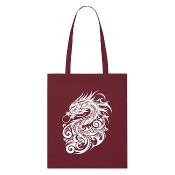 Dragon Tribal Tattoo Kunstvolles minimalistisches Design - Stanley/Stella Bio-Stoffbeutel - Burgunderrot - Vorne