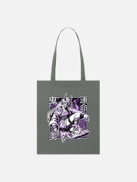 Violetter Kunoichi-Dämon - Stanley/Stella Bio-Stoffbeutel - Anthrazit