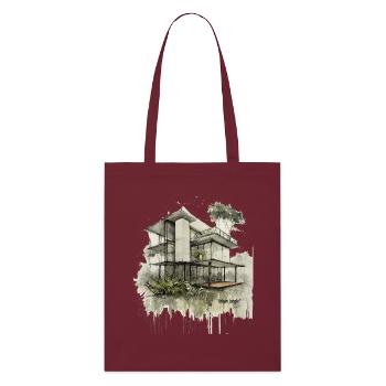 Urban Jungle Modern House - Stanley/Stella Bio-Stoffbeutel - Burgunderrot - Vorne