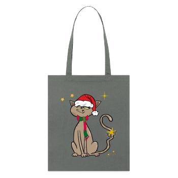 Chat avec chapeau de Père Noël, Noël laid - Tote bag bio Stanley/Stella - charbon - Devant