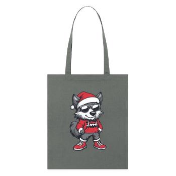Wolf Weihnachten Comic Cool - Stanley/Stella Bio-Stoffbeutel - Anthrazit - Vorne