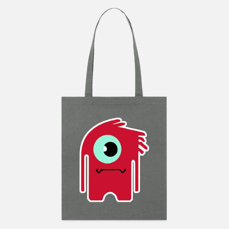 Rød Kyklopmonster | Sjov Chibi Alien - Stanley/Stella økologisk mulepose - charcoal