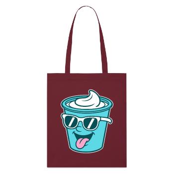 Crème Joghurt Sahne Eis - Becher mit Sonnenbrille - Stanley/Stella Bio-Stoffbeutel - Burgunderrot - Vorne