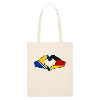 Bosnien Deutschland Flagge Hände Herzform - Stanley/Stella Bio-Stoffbeutel - Natur - Vorne