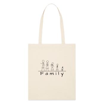 Famille de figurines en bâton - Tote bag bio Stanley/Stella - écru doux - Devant