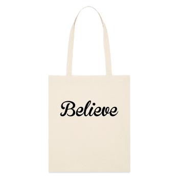 Believe - Stanley/Stella Organic Tote Bag - soft Ecru - Front