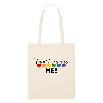Regenbogenherzchen dont judge me schwarz - Stanley/Stella Bio-Stoffbeutel - Natur - Vorne