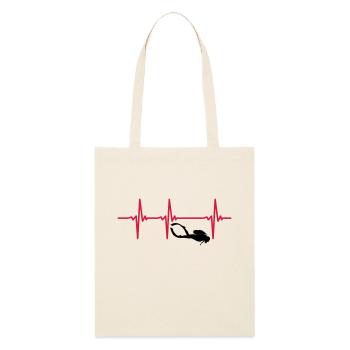 Heartbeat scuba diving - scuba diving - Stanley/Stella Organic Tote Bag - soft Ecru - Front
