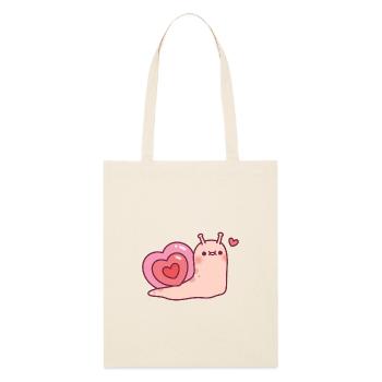 Cute Snail With Heart Shaped Shell - Stanley/Stella Organic Tote Bag - soft Ecru - Front