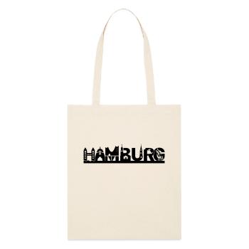 Hamburg Skyline mit Sehenswürdigkeiten - Stanley/Stella Bio-Stoffbeutel - Natur - Vorne