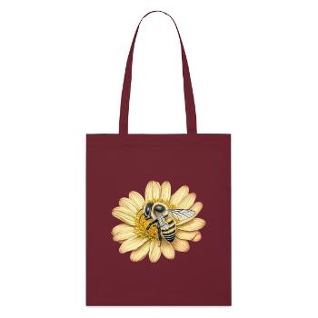 Abeille mignonne et fleur jaune - Tote bag bio Stanley/Stella - bordeaux - Devant