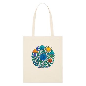Florales Mandala – Sonne, Mond & Natur - Stanley/Stella Bio-Stoffbeutel - Natur - Vorne
