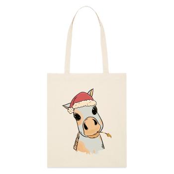 Fohlen Baby Xmas Weihnachtsgeschenk Pferdenarr - Stanley/Stella Bio-Stoffbeutel - Natur - Vorne