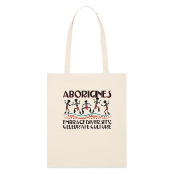 Aboriginal Embrace Diversity - Stanley/Stella Organic Tote Bag - soft Ecru - Front