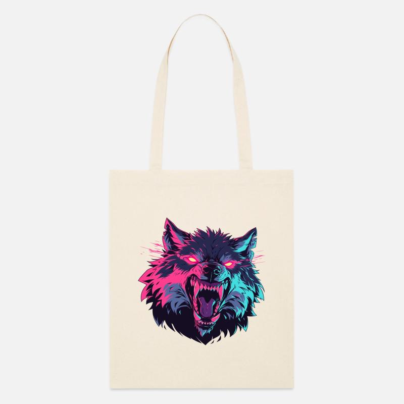Wütender Wolfskopf im Pop-Art-Stil - Stanley/Stella Bio-Stoffbeutel - Natur