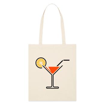 Cocktail Glass / Martini Glass + (Orange) - Stanley/Stella Organic Tote Bag - soft Ecru - Front