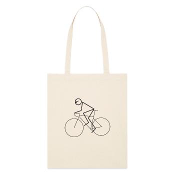 Stickman Rennrad schwarz - Stanley/Stella Bio-Stoffbeutel - Natur - Vorne