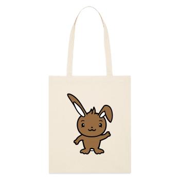 Lapin saluant amicalement la main agitant bonjour - Tote bag bio Stanley/Stella - écru doux - Devant