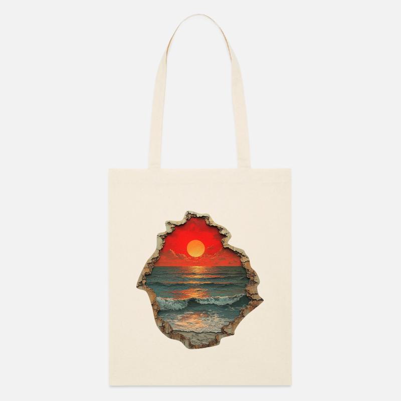 Sunset Beach Waves - Stanley/Stella Organic Tote Bag - soft Ecru