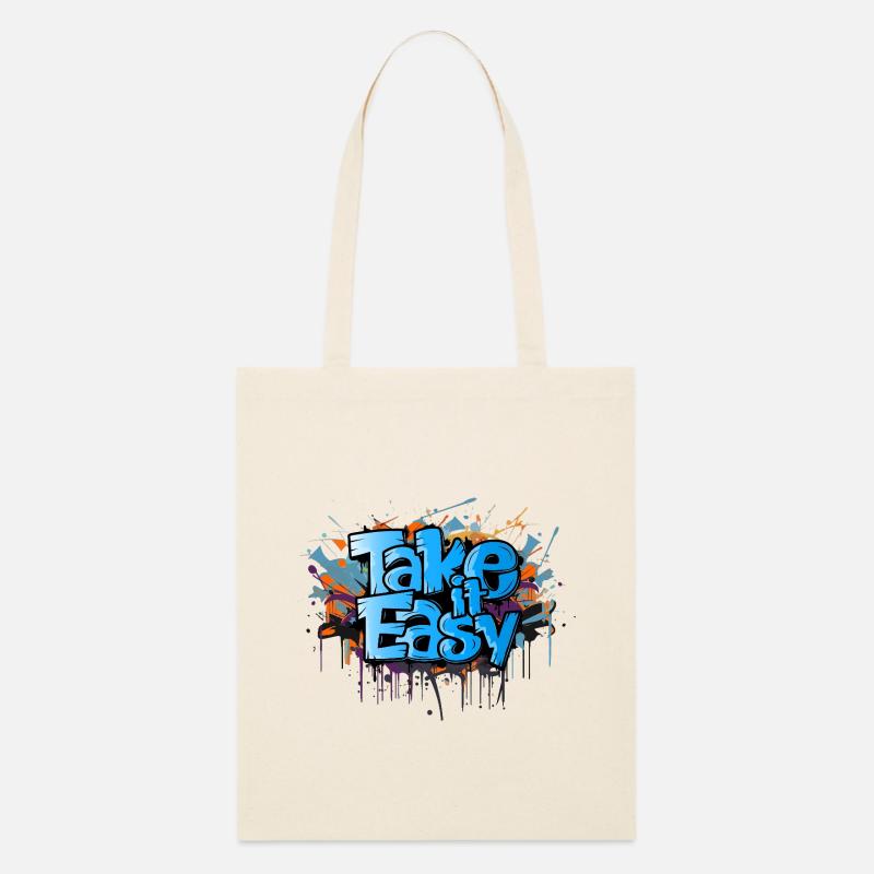 take it easy Graffiti Kunst cooler Spruch - Stanley/Stella Bio-Stoffbeutel - Natur