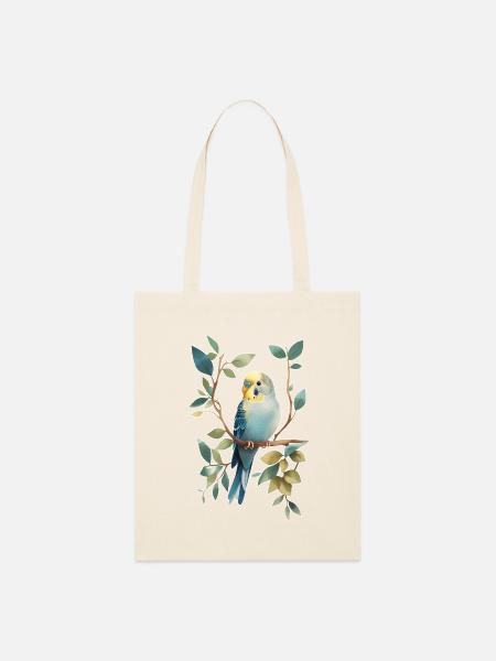 Wellensittich - Stanley/Stella Bio-Stoffbeutel - Natur