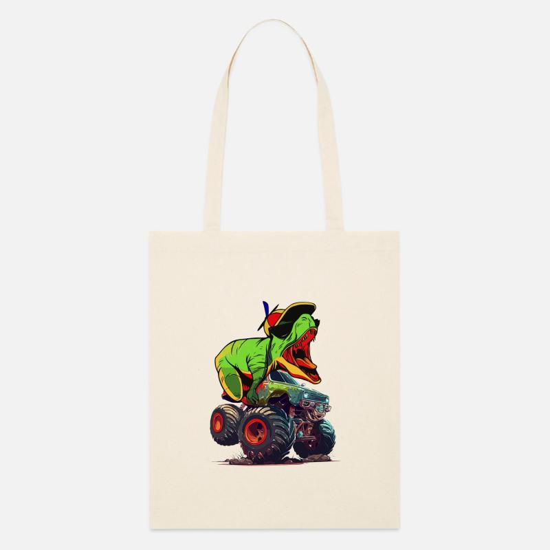 Monstertruck mit Dino T-Rex Dinosaurier Geschenk - Stanley/Stella Bio-Stoffbeutel - Natur