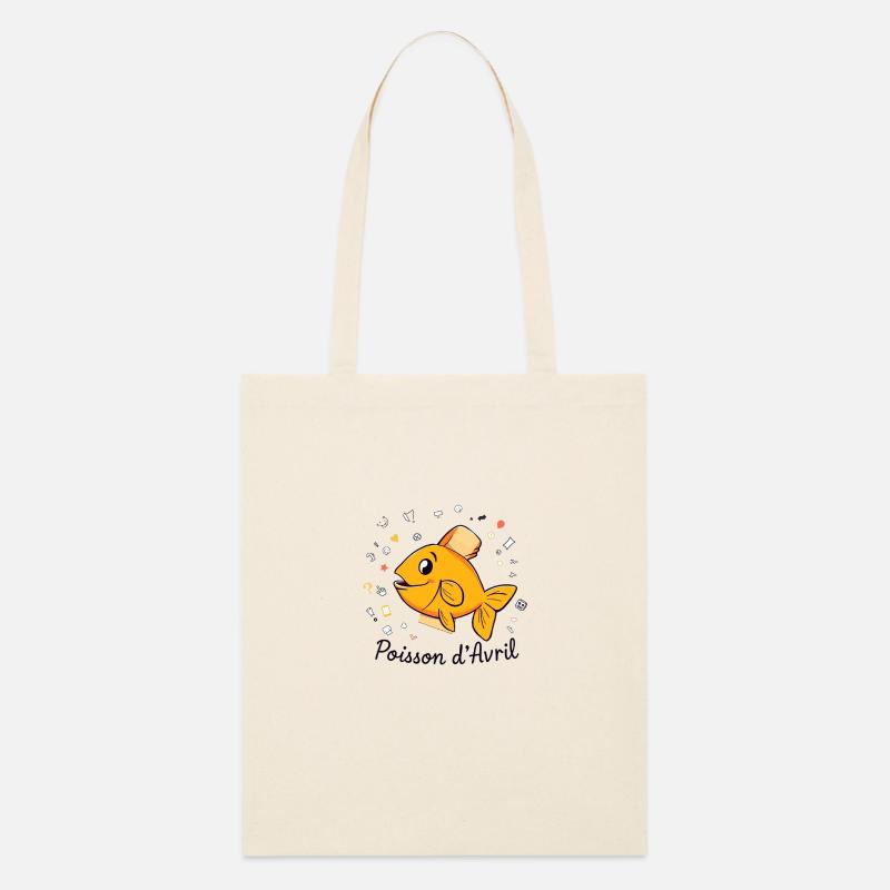 Poisson d’Avril - Orange Cartoon Fish - Tote bag bio Stanley/Stella - écru doux