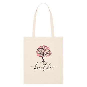 Just Breathe Tree Spring Yoga Meditation Summer - Stanley/Stella Organic Tote Bag - soft Ecru - Front