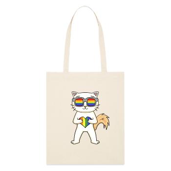 Chat LGBT Turc Angora Arc-en-ciel - Tote bag bio Stanley/Stella - écru doux - Devant