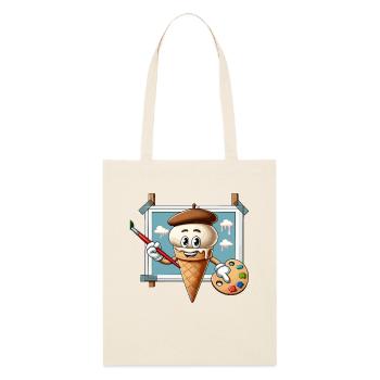 Peintre de crème glacée créatif avec palette de couleurs - Tote bag bio Stanley/Stella - écru doux - Devant
