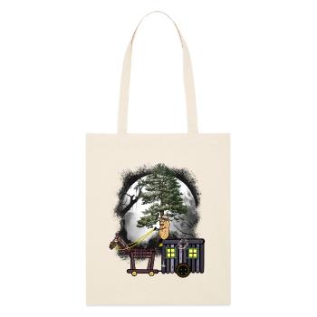 Halloween Voyage Cacahuète Calèche Forêt Nature - Tote bag bio Stanley/Stella - écru doux - Devant