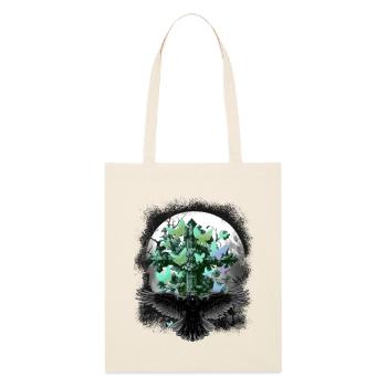 Halloween Kruzifix Kreuze Kreuz Schmetterlinge - Stanley/Stella Bio-Stoffbeutel - Natur - Vorne