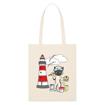 Chat Peintre Phare Marin Côte Maritime Mouette - Tote bag bio Stanley/Stella - écru doux - Devant
