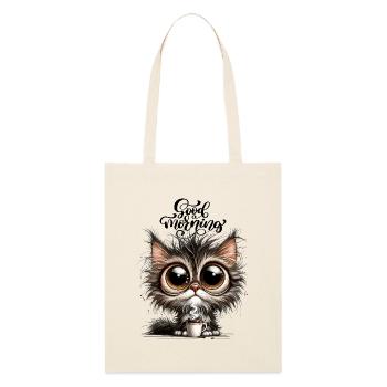 Chat Café Caféine Tasse à café Matin Grouch Sweet - Tote bag bio Stanley/Stella - écru doux - Devant