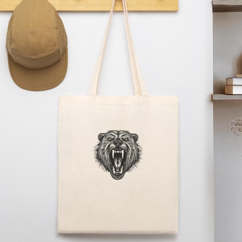 Angry bear's head with sharp teeth Stanley/Stella Organic Tote Bag