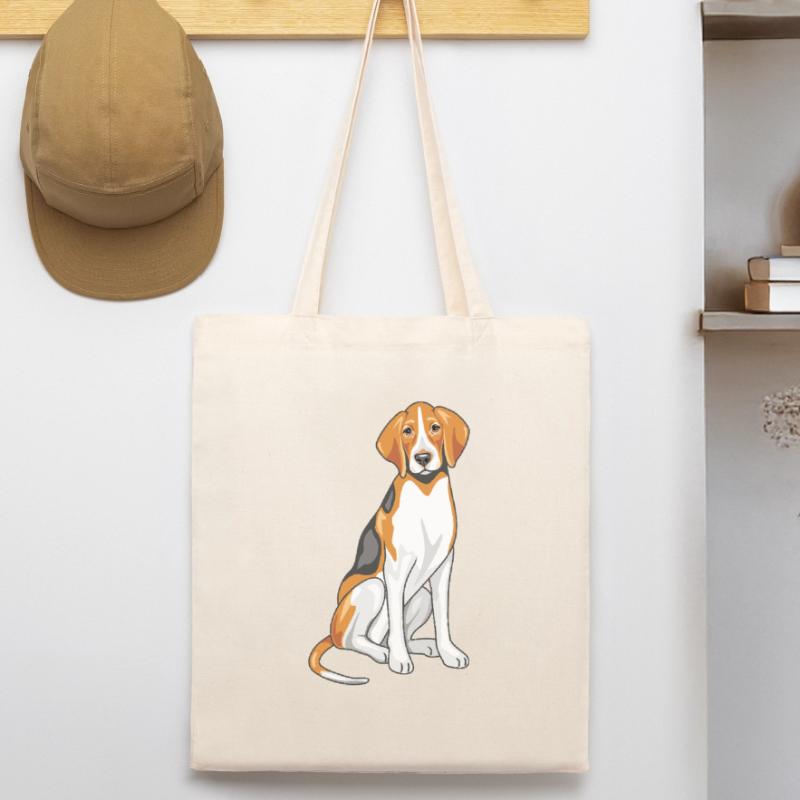 Sitzender Foxhound Stanley/Stella Bio-Stoffbeutel