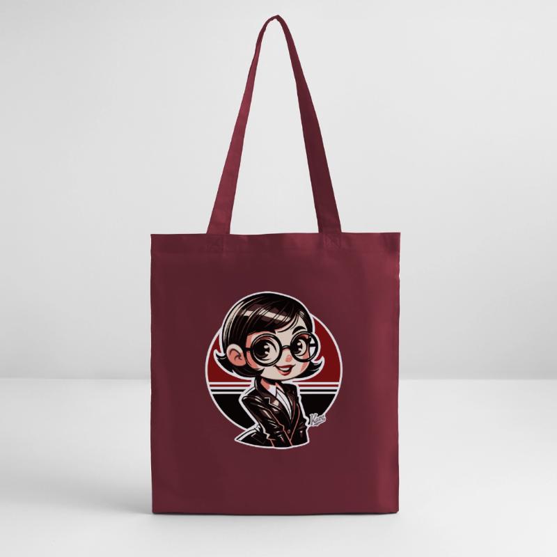 Chibi-cute nerdy retro book lover Stanley/Stella Organic Tote Bag