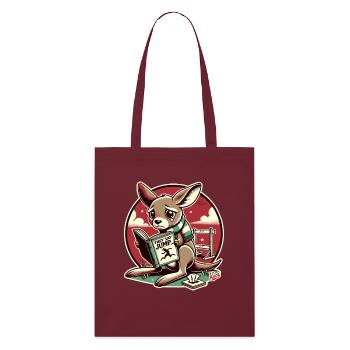 Un kangourou triste lit un livre sur la conformité - Tote bag bio Stanley/Stella - bordeaux - Devant