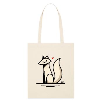 Renard Amour avec le cœur - Tote bag bio Stanley/Stella - écru doux - Devant
