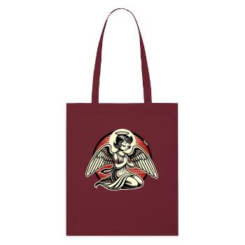 Dessin animé rétro ange en prière - Tote bag bio Stanley/Stella - bordeaux - Devant