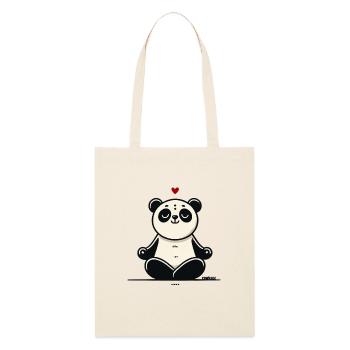 Zen Yoga Panda of Love - Stanley/Stella Organic Tote Bag - soft Ecru - Front