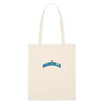 Logo Marseille : Design collégial méditerranéen - Tote bag bio Stanley/Stella - écru doux - Devant