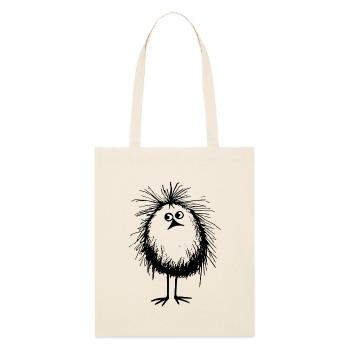 Mignon oiseau monstre à plumes - Tote bag bio Stanley/Stella - écru doux - Devant