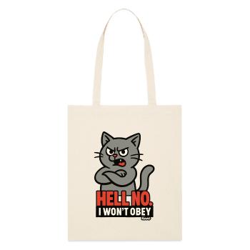 Chat rebelle : je n’obéirai pas - Tote bag bio Stanley/Stella - écru doux - Devant