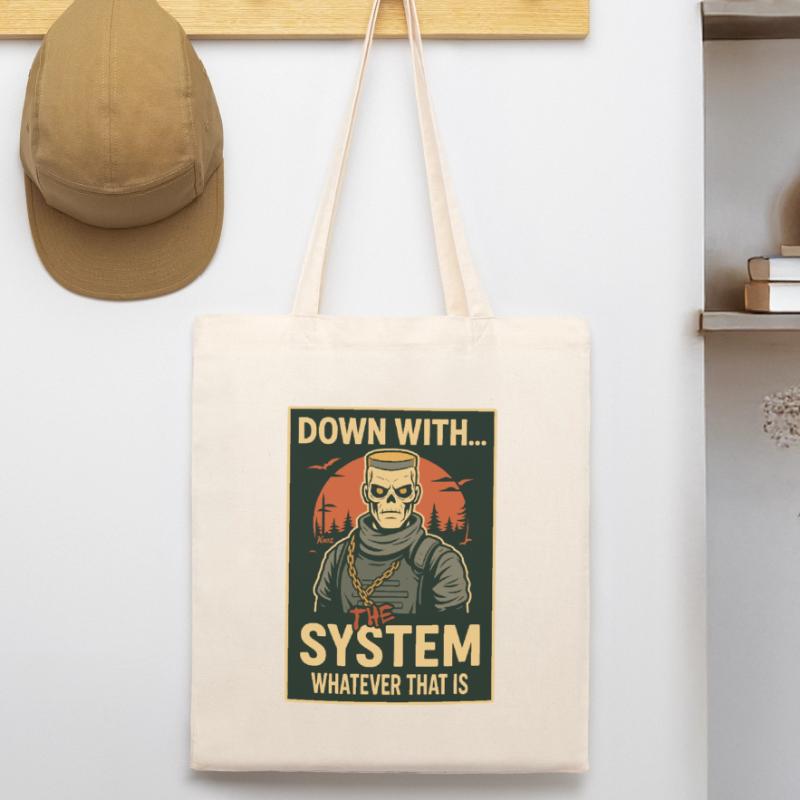 Skeleton vs. the System – Dark & Ironic Stanley/Stella Organic Tote Bag