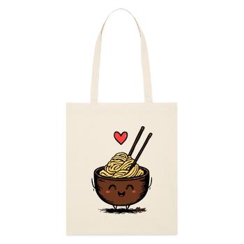 Nouilles ramen avec cœur – Motif d’aliments sucrés - Tote bag bio Stanley/Stella - écru doux - Devant