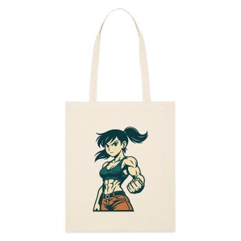 Muscular fighter with braid and strong fist - Stanley/Stella Organic Tote Bag - soft Ecru - Front