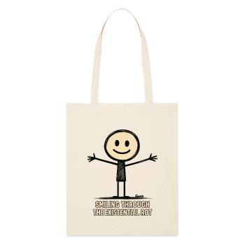 Stick figure with open arm and smile - Stanley/Stella Organic Tote Bag - soft Ecru - Front